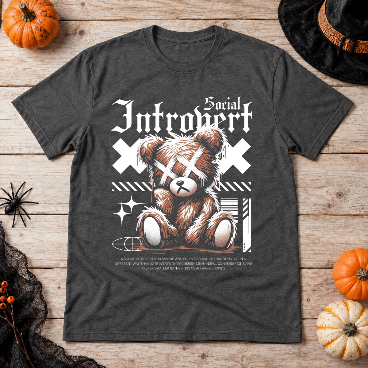Social Introvert T-Shirt – Dark Editorial Graphic Design Graphic Tee - Color: dark heather