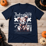 Social Introvert T-Shirt – Dark Editorial Graphic Design Graphic Tee - Color: navy