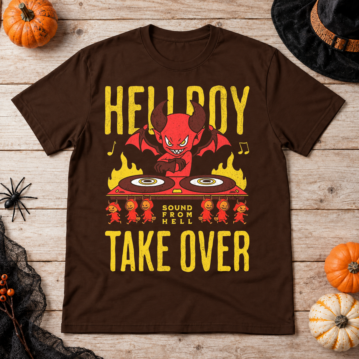 Sound from Hell T-Shirt – Skull & Reaper Gothic Graphic Graphic Tee - Color: chocolate