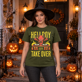 Sound from Hell T-Shirt – Skull & Reaper Gothic Graphic Graphic Tee - Color: military green