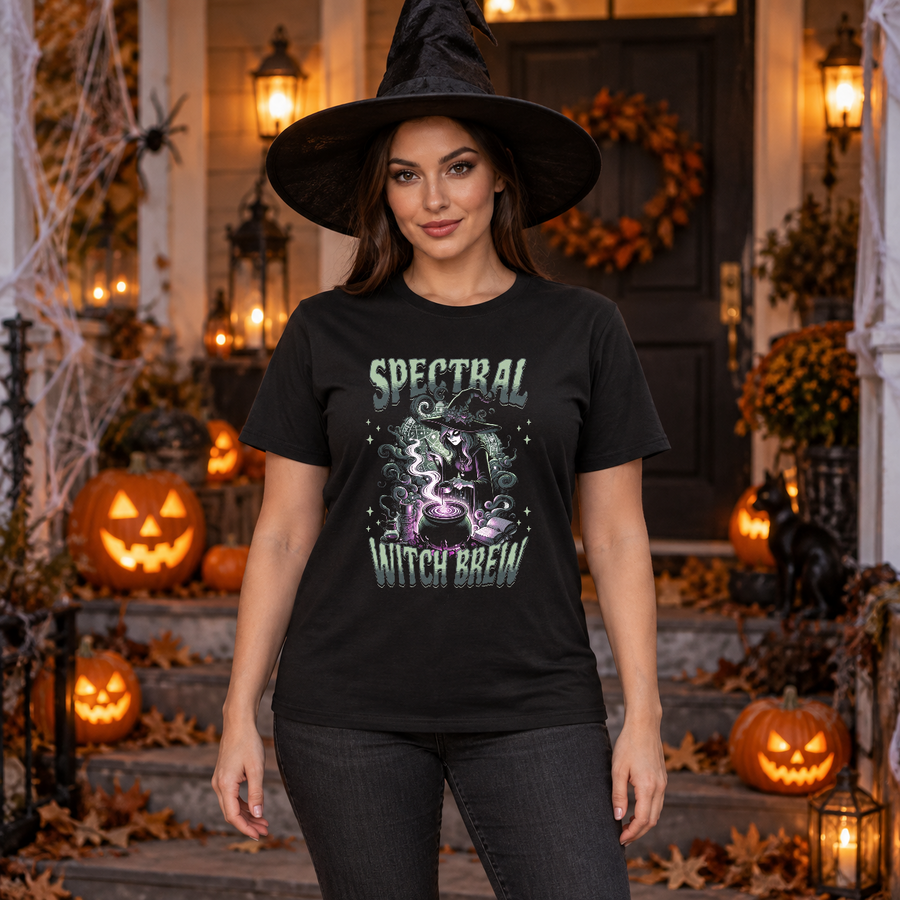 Spectral Witch Brew T-Shirt – Dark Gothic Halloween Graphic Graphic Tee - Color: black