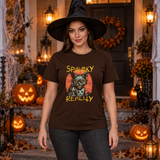 Spooky Reality T-Shirt – Classic Halloween Graphic Design Graphic Tee - Color: chocolate