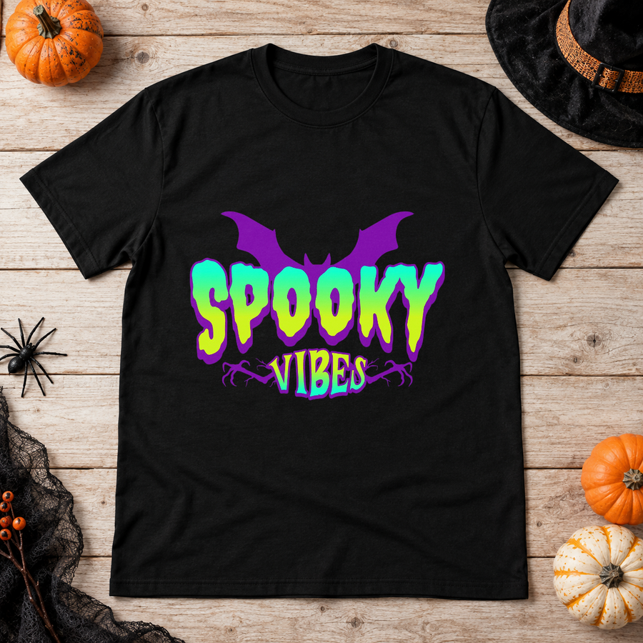 Spooky Vibes T-Shirt – Funny Halloween Streetwear Graphic Graphic Tee - Color: black