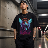 St. Gabriel Angel T-Shirt – Vintage Y2K / Acid Graphic Streetwear Tee - Color: Black