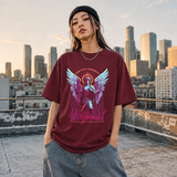 St. Gabriel Angel T-Shirt – Vintage Y2K / Acid Graphic Streetwear Tee - Color: Maroon