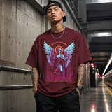 St. Gabriel Angel T-Shirt – Vintage Y2K / Acid Graphic Streetwear Tee - Color: Maroon