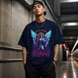 St. Gabriel Angel T-Shirt – Vintage Y2K / Acid Graphic Streetwear Tee - Color: Navy