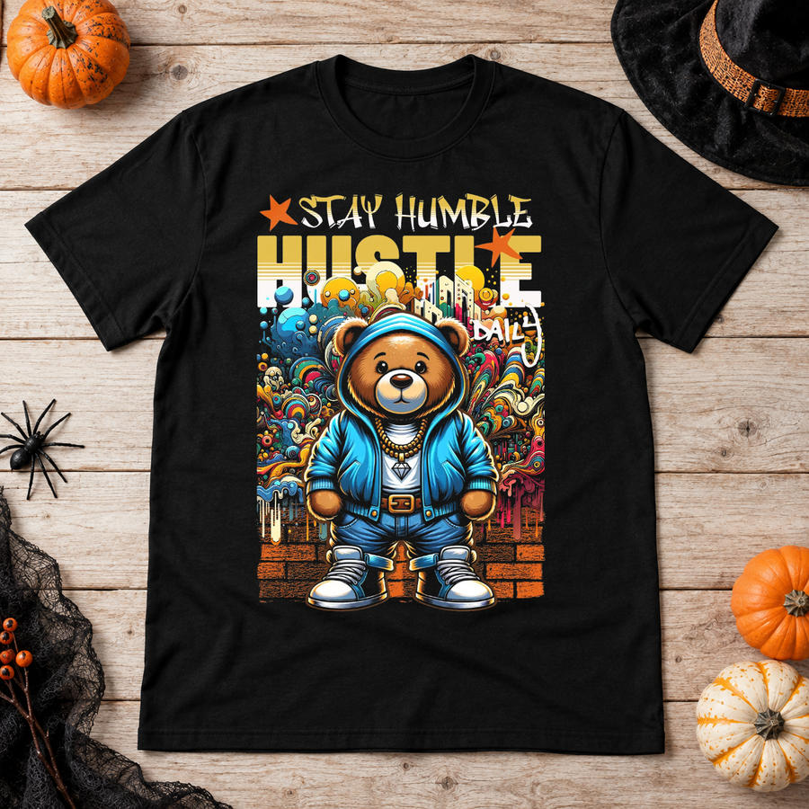 Stay Humble! Hustle Daily T-Shirt – Dark Streetwear Graphic Design Graphic Tee - Color: black
