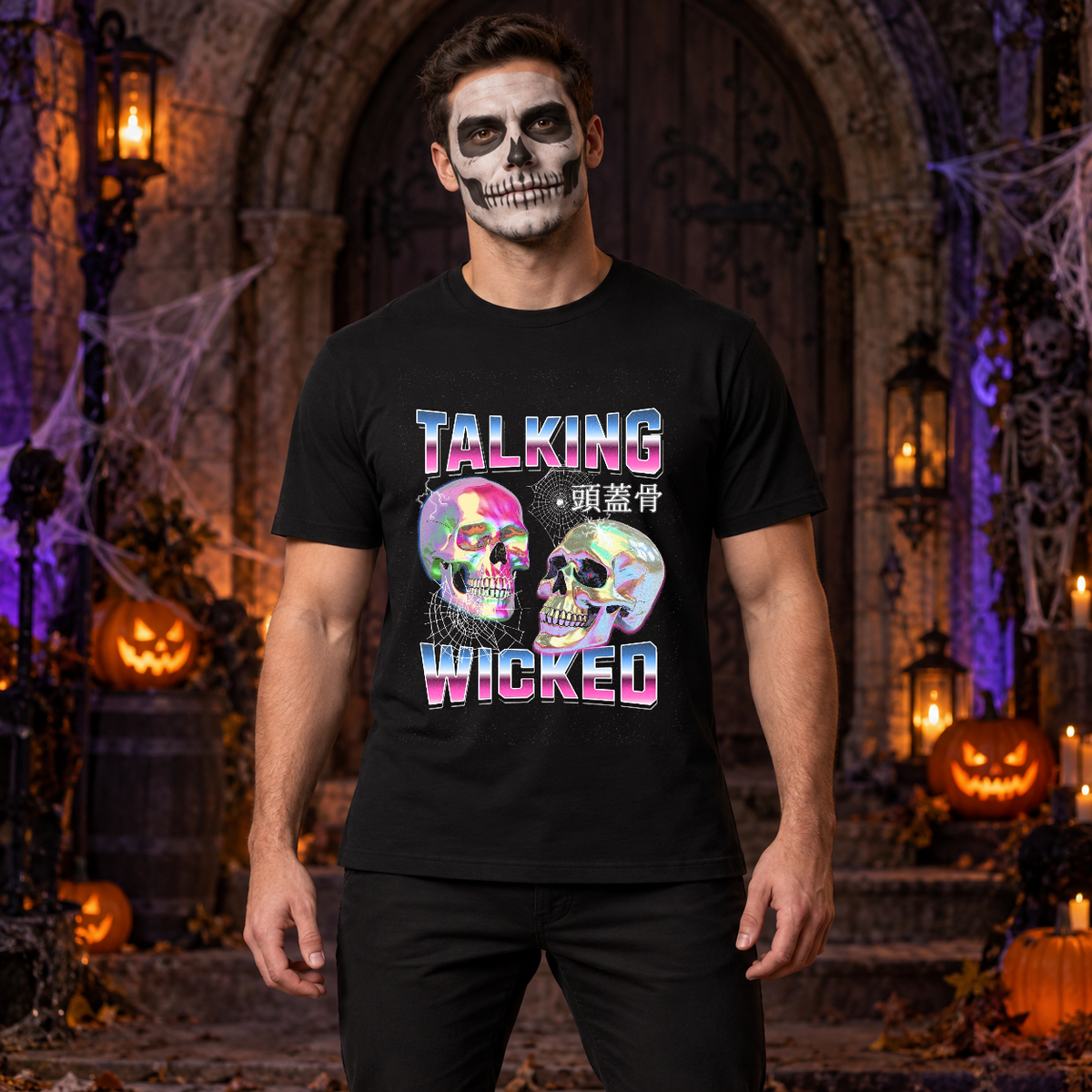 Talking Wicked T-Shirt – Skull & Reaper Gothic Graphic Graphic Tee - Color: black