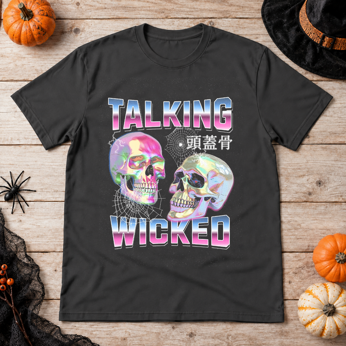 Talking Wicked T-Shirt – Skull & Reaper Gothic Graphic Graphic Tee - Color: charcoal