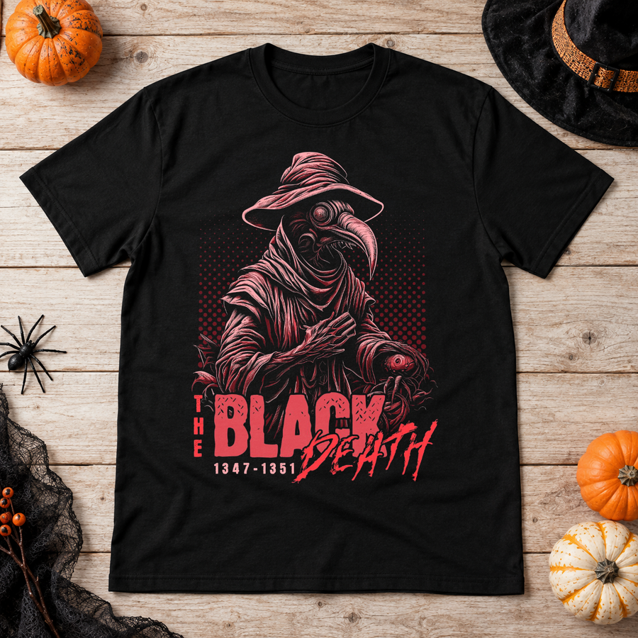 The Black Death T-Shirt – Skull & Reaper Gothic Graphic Graphic Tee - Color: black