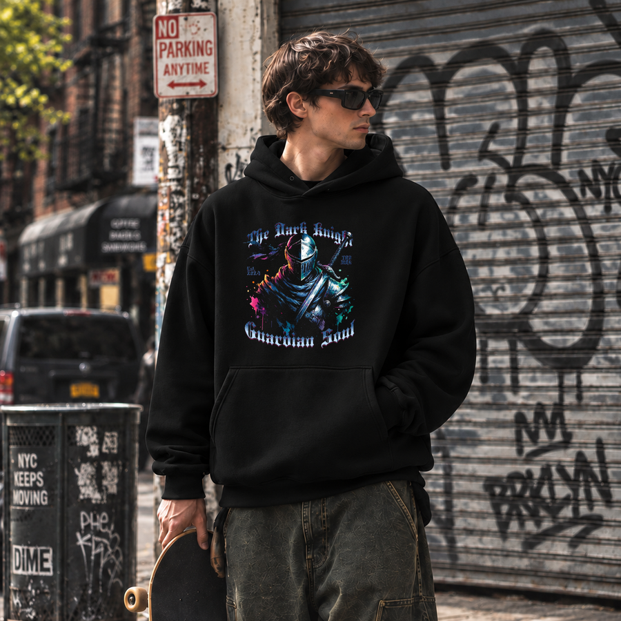 The Dark Knight Guardian Soul Hoodie – Gothic Streetwear Poster Graphic Hoodie - Color: black