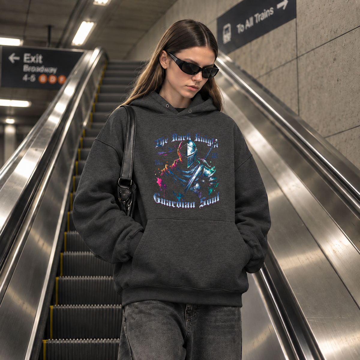The Dark Knight Guardian Soul Hoodie – Gothic Streetwear Poster Graphic Hoodie - Color: dark heather