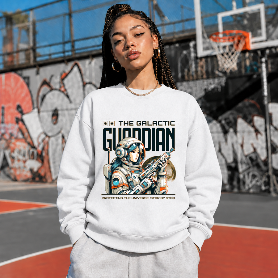 The Galactic Guardian Astronaut Girl T-Shirt – Contemporary Gothic Graphic Design Tee - Color: ash