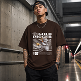 The Gold Digger Cherub T-Shirt – Religious Imagery Collage Graphic Tee - Color: Dark Chocolate
