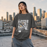 The Gold Digger Cherub T-Shirt – Religious Imagery Collage Graphic Tee - Color: Dark Heather