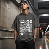 The Gold Digger Cherub T-Shirt – Religious Imagery Collage Graphic Tee - Color: Dark Heather