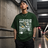 The Gold Digger Cherub T-Shirt – Religious Imagery Collage Graphic Tee - Color: Forest Green