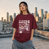 The Gold Digger Cherub T-Shirt – Religious Imagery Collage Graphic Tee - Color: Maroon