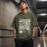 The Gold Digger Cherub T-Shirt – Religious Imagery Collage Graphic Tee - Color: Military Green