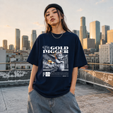 The Gold Digger Cherub T-Shirt – Religious Imagery Collage Graphic Tee - Color: Navy