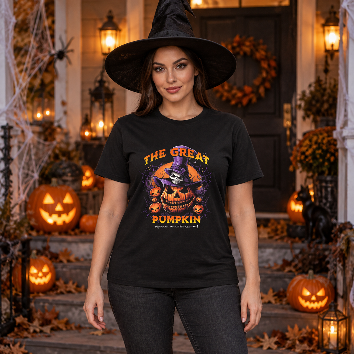 The Great Pumpkin T-Shirt – Classic Halloween Graphic Design Graphic Tee - Color: black