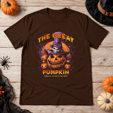 The Great Pumpkin T-Shirt – Classic Halloween Graphic Design Graphic Tee - Color: chocolate