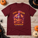 The Great Pumpkin T-Shirt – Classic Halloween Graphic Design Graphic Tee - Color: maroon