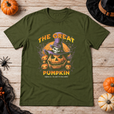 The Great Pumpkin T-Shirt – Classic Halloween Graphic Design Graphic Tee - Color: military green
