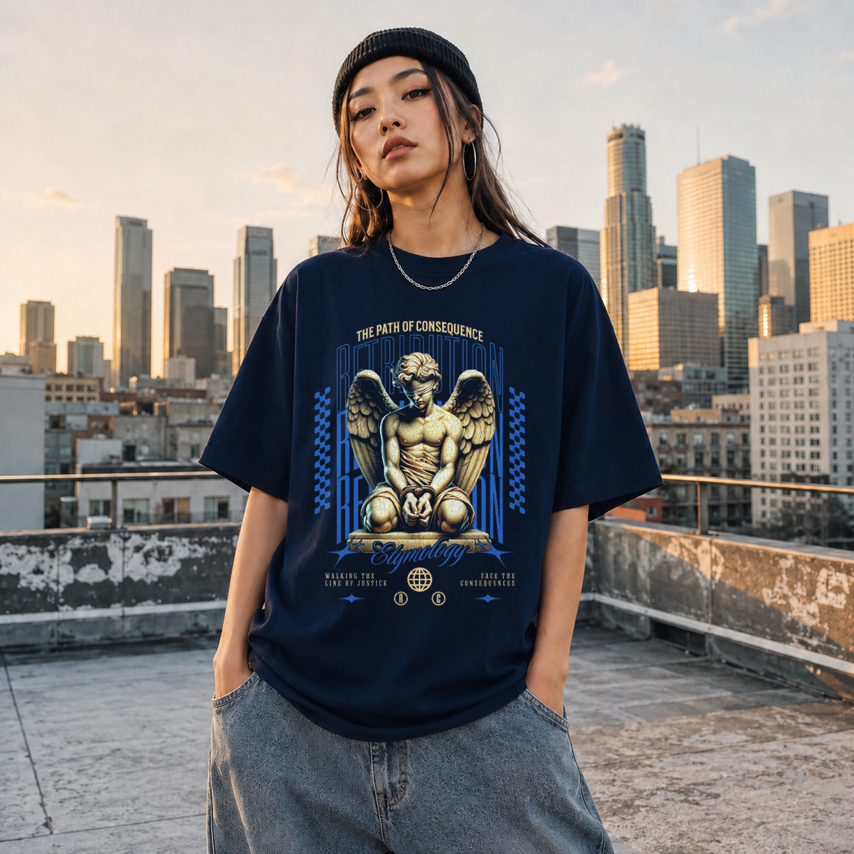 The Path of Consequence T-Shirt – Dark Art / Renaissance Aesthetic Graphic Tee - Color: Navy