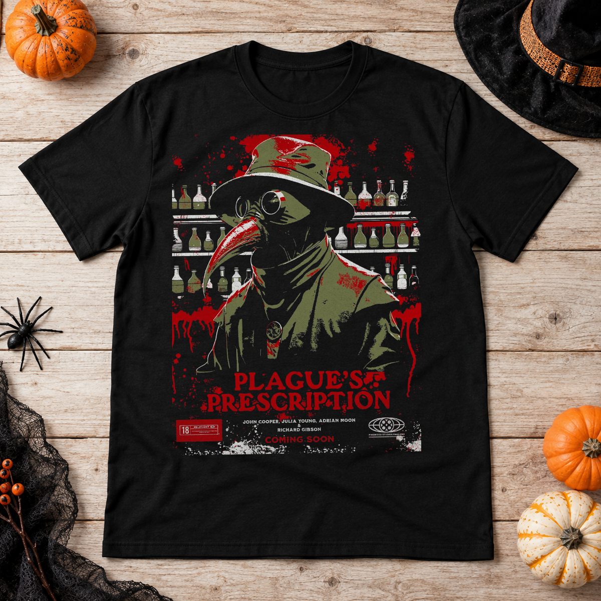 The Plague Doctor Movie Poster T-Shirt – Dark Streetwear Graphic Design Graphic Tee - Color: black