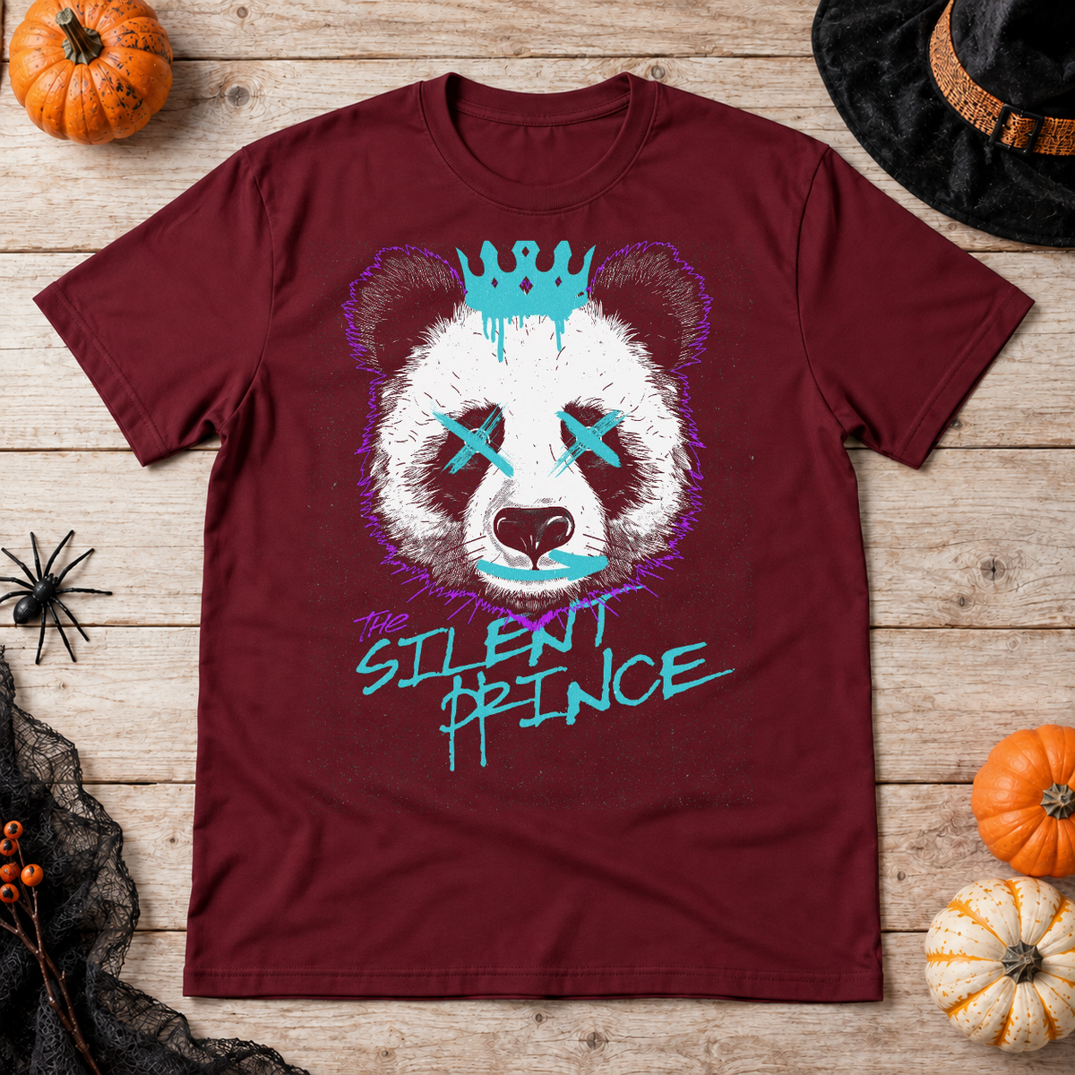The Silent Prince T-Shirt – Dark Streetwear Graphic Design Graphic Tee - Color: maroon
