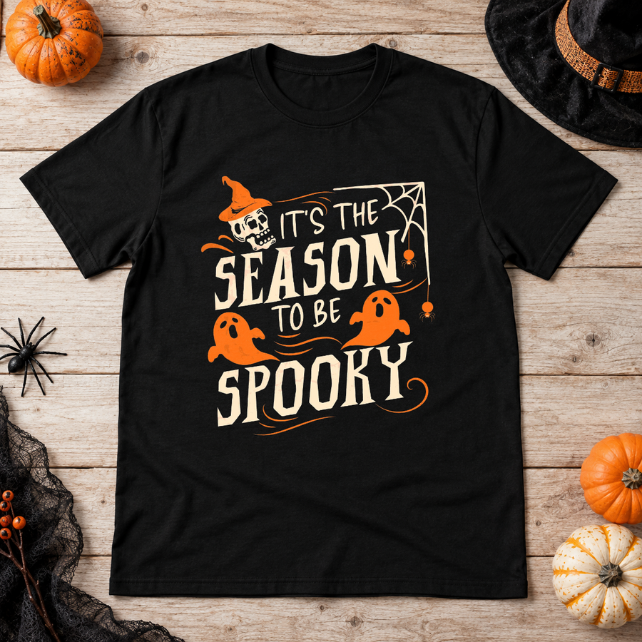 This Is The Season To Be Spooky Halloween Quotes T-Shirt – Classic Halloween Graphic Design Graphic Tee - Color: black