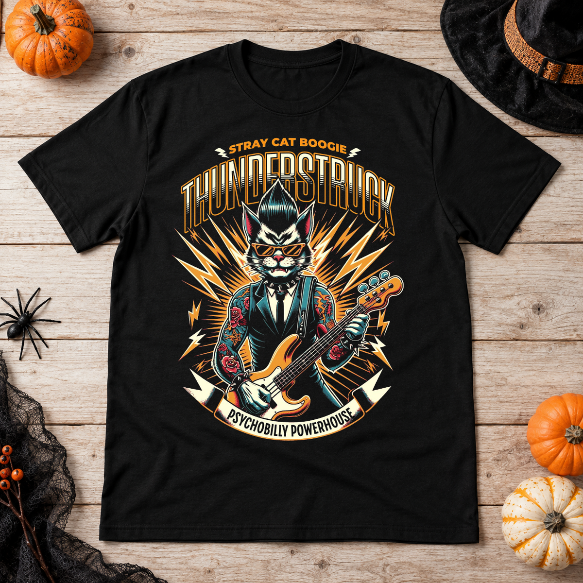 Thunderstruck T-Shirt – Dark Editorial Graphic Design Graphic Tee - Color: black