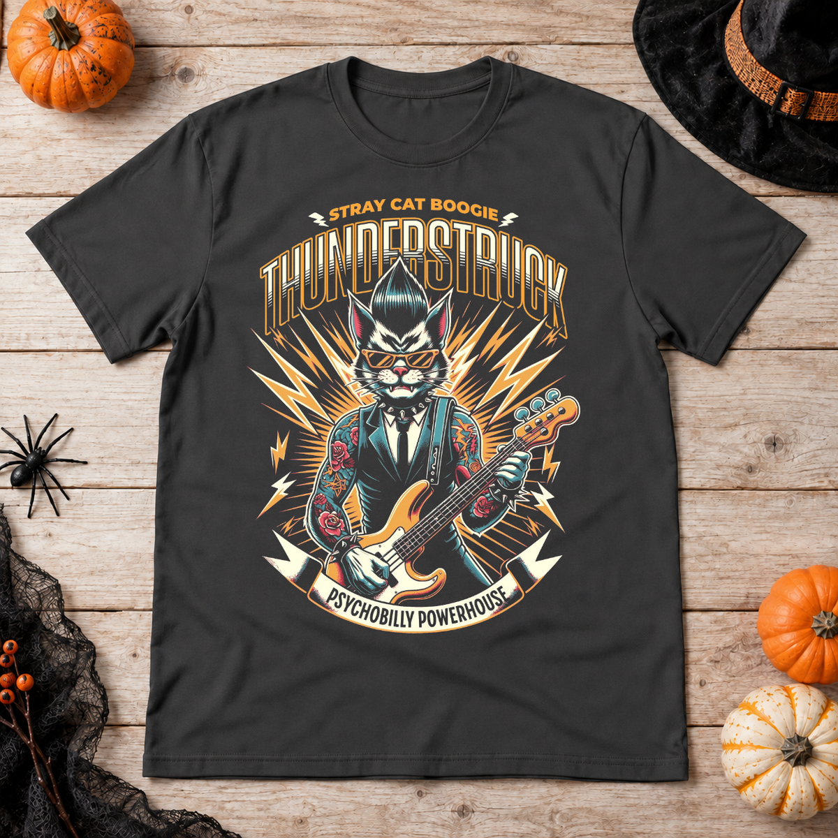 Thunderstruck T-Shirt – Dark Editorial Graphic Design Graphic Tee - Color: charcoal