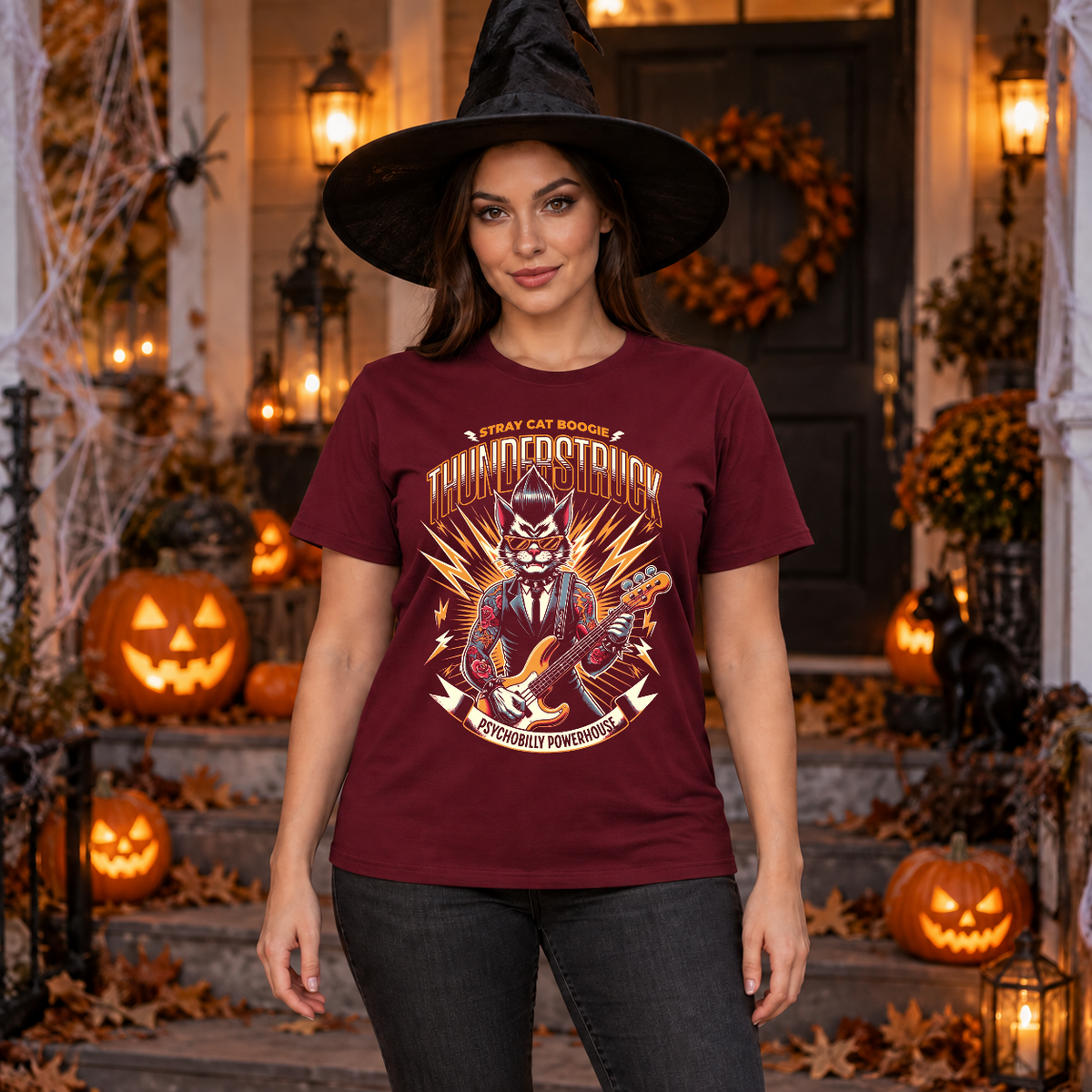 Thunderstruck T-Shirt – Dark Editorial Graphic Design Graphic Tee - Color: maroon