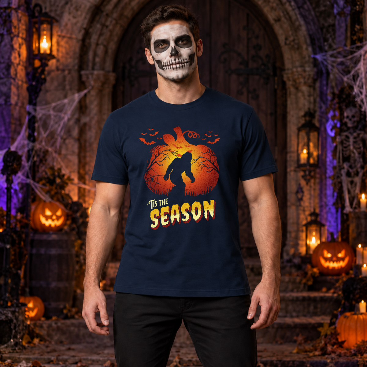 -Tis The Season T-Shirt – Dark Streetwear Graphic Design Graphic Tee - Color: navy
