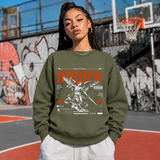 Traditional Rapier Angel Warrior Sweatshirt – Gothic Streetwear Poster Graphic Sweatshirt - Color: military green