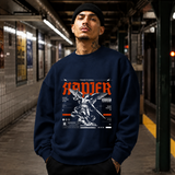 Traditional Rapier Angel Warrior Sweatshirt – Gothic Streetwear Poster Graphic Sweatshirt - Color: navy