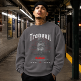 Tranquil Solitude Cherub Statue T-Shirt – Religious Imagery Collage Graphic Tee - Color: charcoal