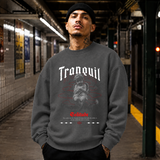 Tranquil Solitude Cherub Statue T-Shirt – Religious Imagery Collage Graphic Tee - Color: dark heather
