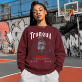 Tranquil Solitude Cherub Statue T-Shirt – Religious Imagery Collage Graphic Tee - Color: maroon