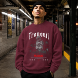 Tranquil Solitude Cherub Statue T-Shirt – Religious Imagery Collage Graphic Tee - Color: maroon