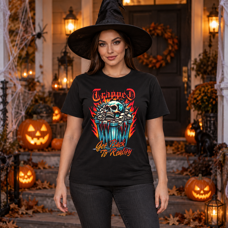 Trapped Get Back To Reality T-Shirt – Dark Streetwear Graphic Design Graphic Tee - Color: black