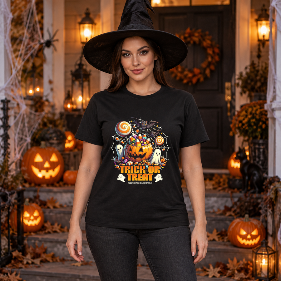 Trick Or Treat T-Shirt – Halloween Streetwear Graphic Graphic Tee - Color: black