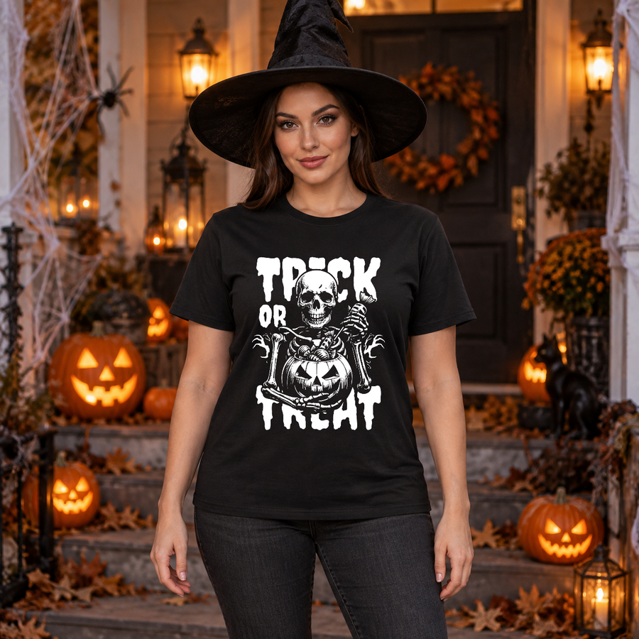 Trick or Treat T-Shirt – Halloween Streetwear Graphic Graphic Tee - Color: black