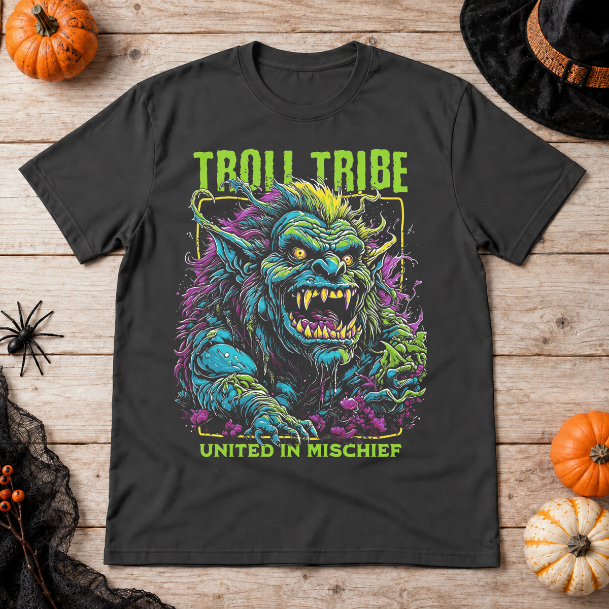 Troll Tribe T-Shirt – Dark Editorial Graphic Design Graphic Tee - Color: charcoal