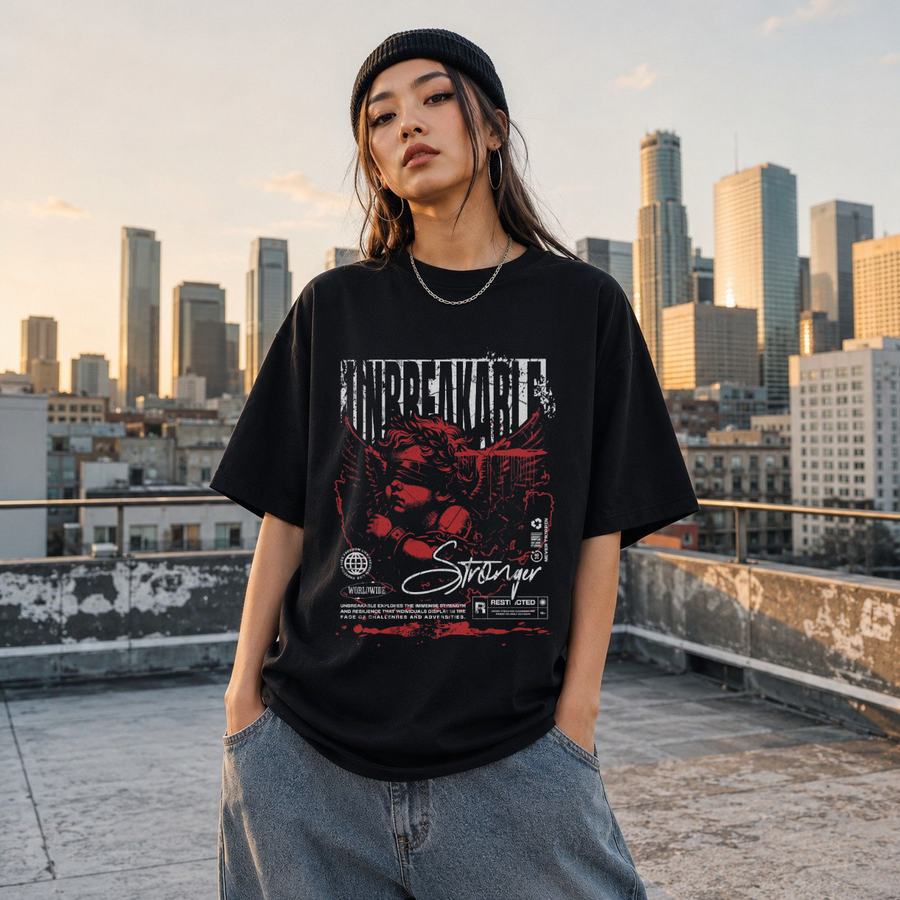 Unbreakable Stronger Bust T-Shirt – Dark Editorial / Gothic Streetwear Tee - Color: Black