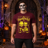 Uncontrolled twin T-Shirt – Dark Editorial Graphic Design Graphic Tee - Color: maroon