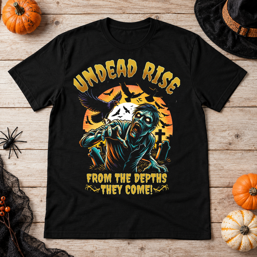 Undead Rise T-Shirt – Zombie & Monster Horror Graphic Graphic Tee - Color: black